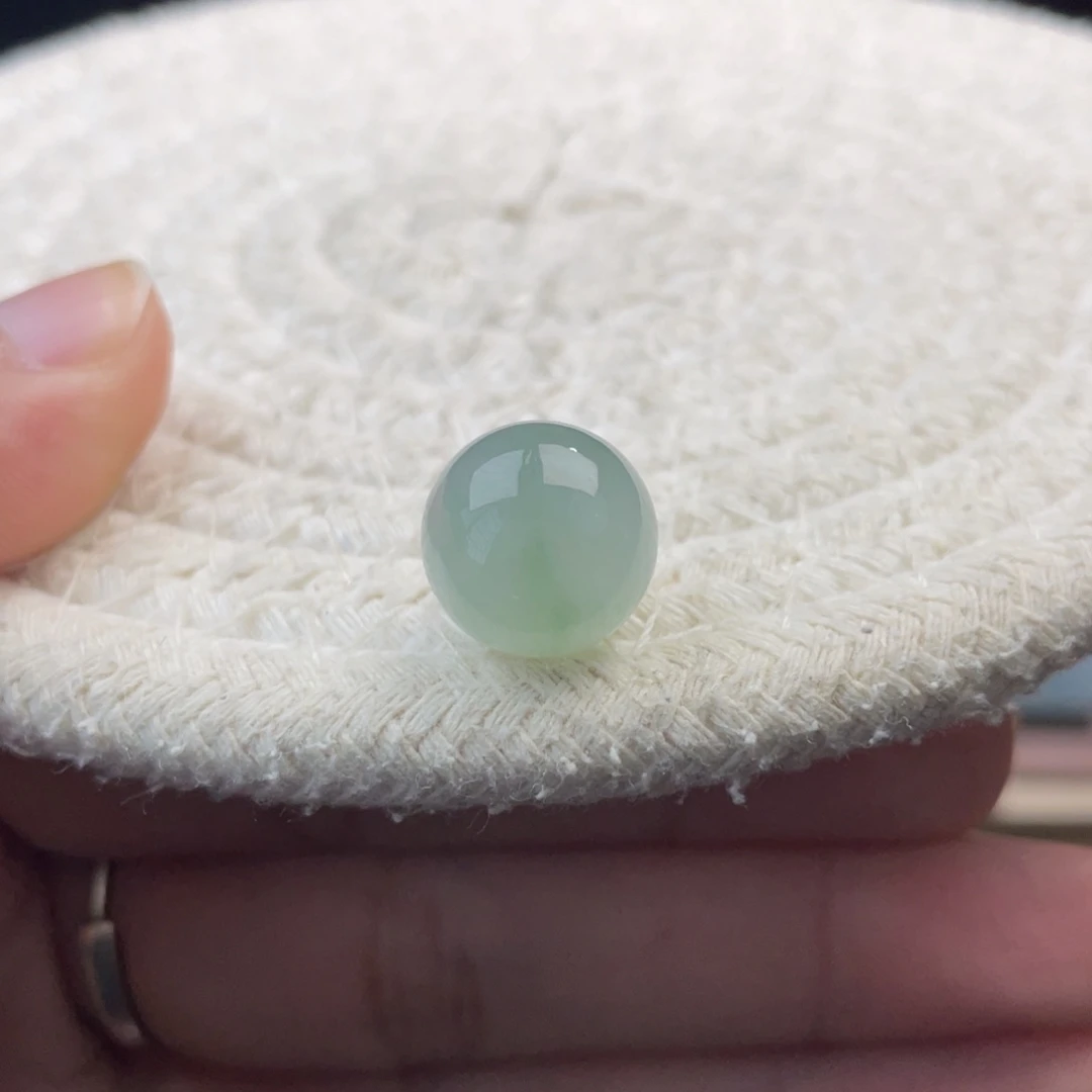 散珠翡翠特色晴水绿圆珠卡12.5mm