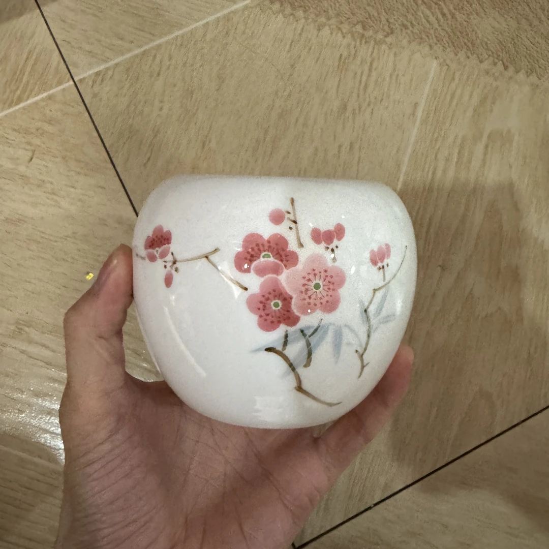 JCG067陶瓷翠竹红梅水盂