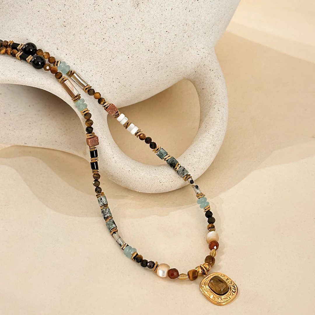 【醒石春山】原创设计天然虎睛石轻奢复古项链