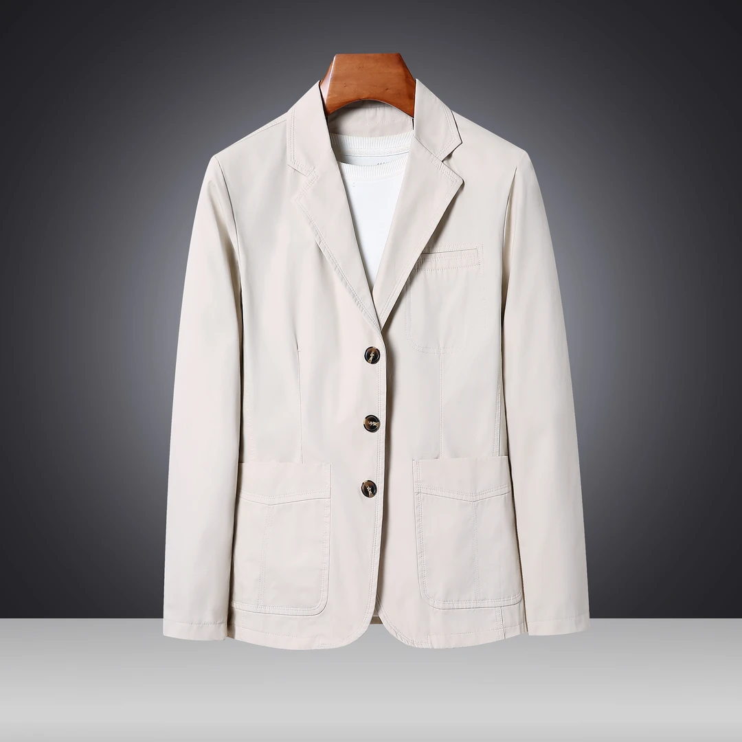 春季休闲西装男宽松大码男款纯棉工装水洗小西服便服单西商务外套