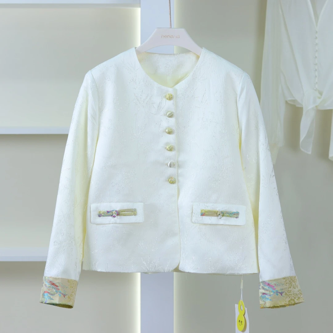 莉推荐 麦迪尚品【子xi】O-775提花新中式外套女装春款专柜正品