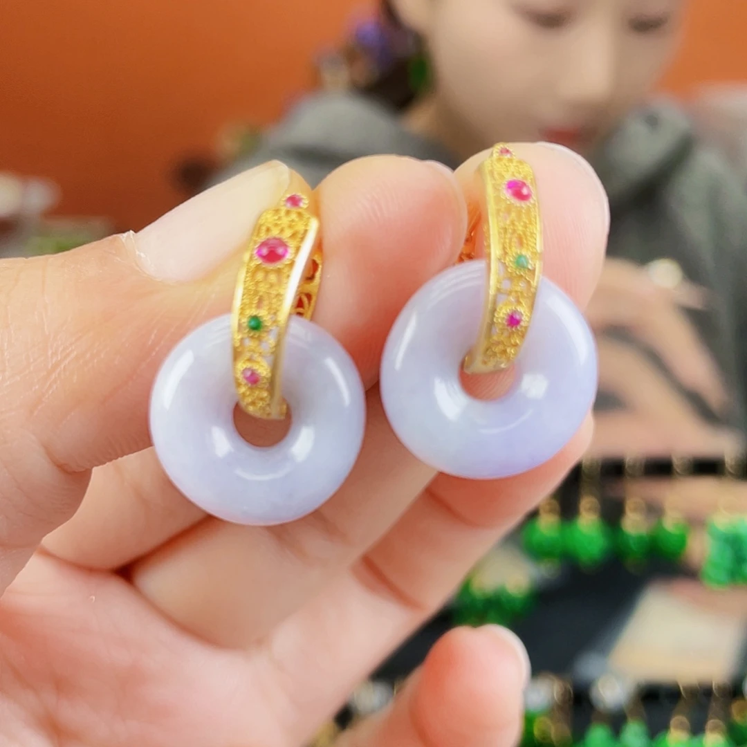 翡翠银S925镶嵌耳饰