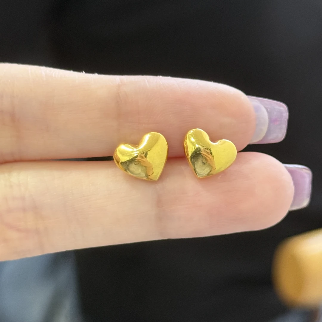 5D爱心耳钉 直针款 足金999