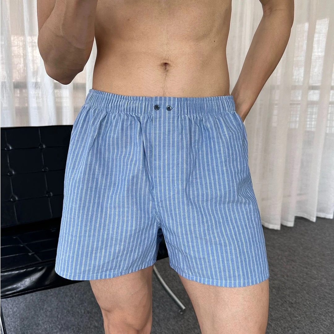 可外穿新疆棉宽松纯棉条纹睡裤阿罗裤四角家居裤