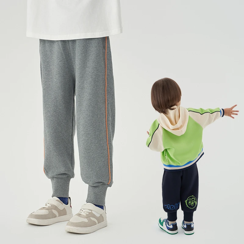 马拉丁童装春款男女童小童印花针织宽松束脚裤