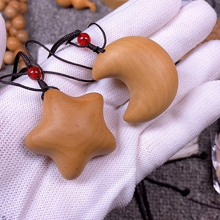 檀香木吊坠老山檀香星星月亮一套