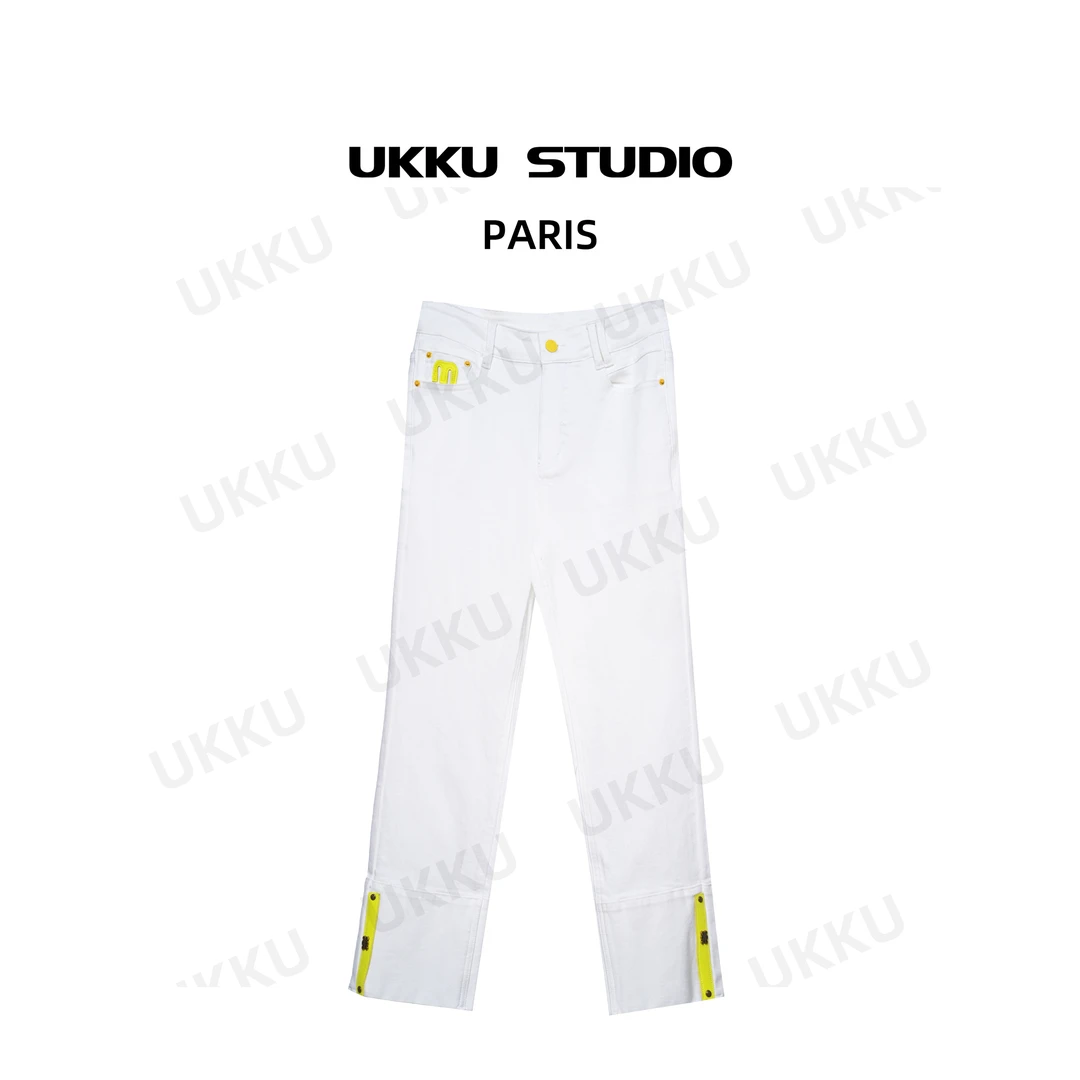 姣姣【UKKUSTUDIO】新款轻奢时尚百搭高奢设计师直筒牛仔裤511922