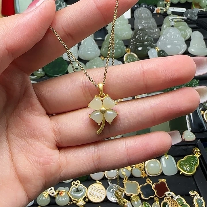 颈饰银S925镶嵌和田玉