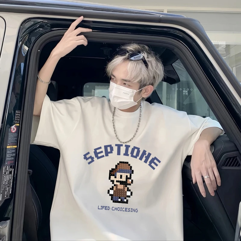 美式潮牌短袖t恤男夏季新款重磅纯棉T恤潮流宽松半袖休闲百搭上衣