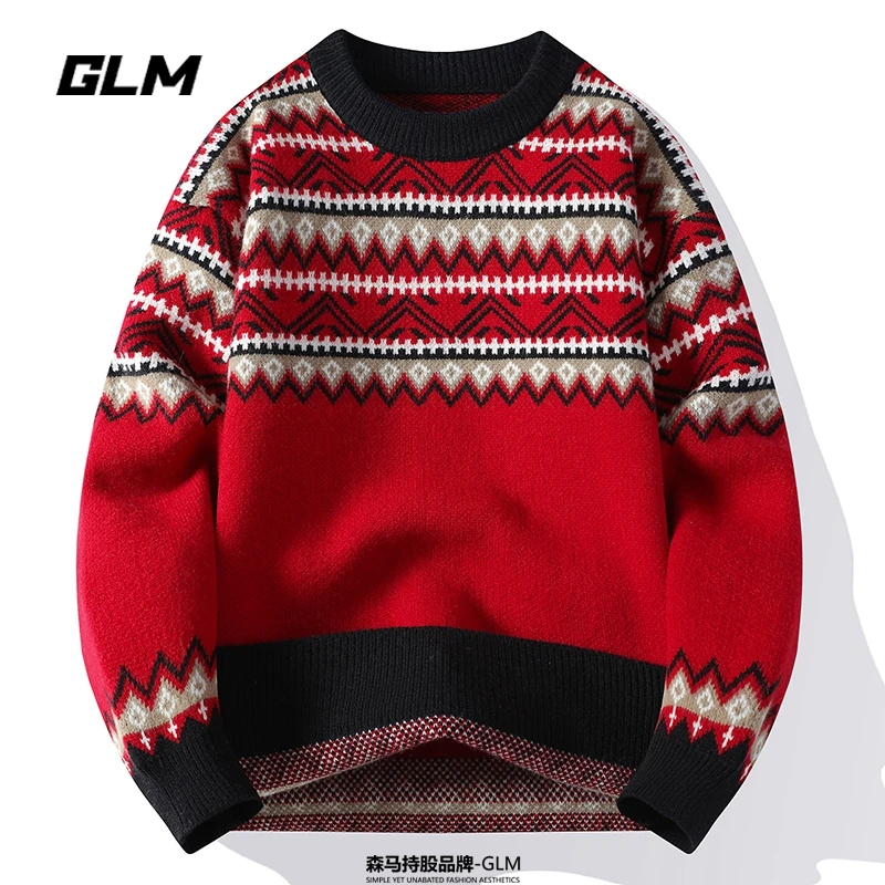 GLM除夕新年大红车厘子安哥拉红色本命蛇年春节氛围感毛衣 男女