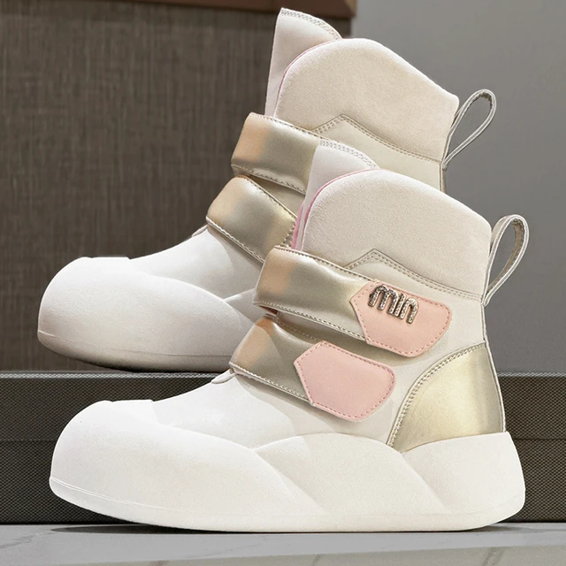 厚底户外女雪地靴2025新冬季真皮高帮白色鞋羊毛衬里加厚保暖棉鞋