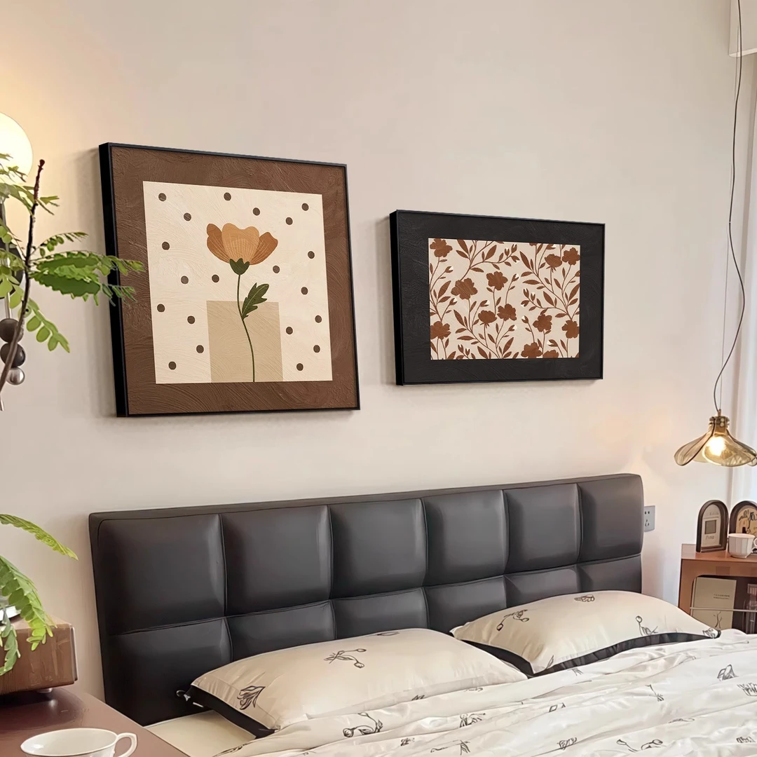 中古风卧室床头装饰画复古高级感餐厅背景墙挂画艺术客厅壁画新款