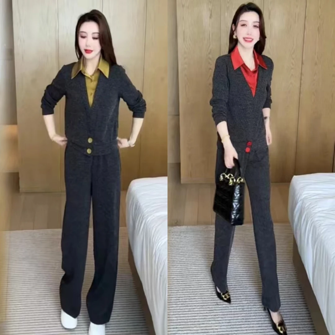 休闲减龄套装女2025春季新款显瘦洋气韩版气质时尚长裤两件套239