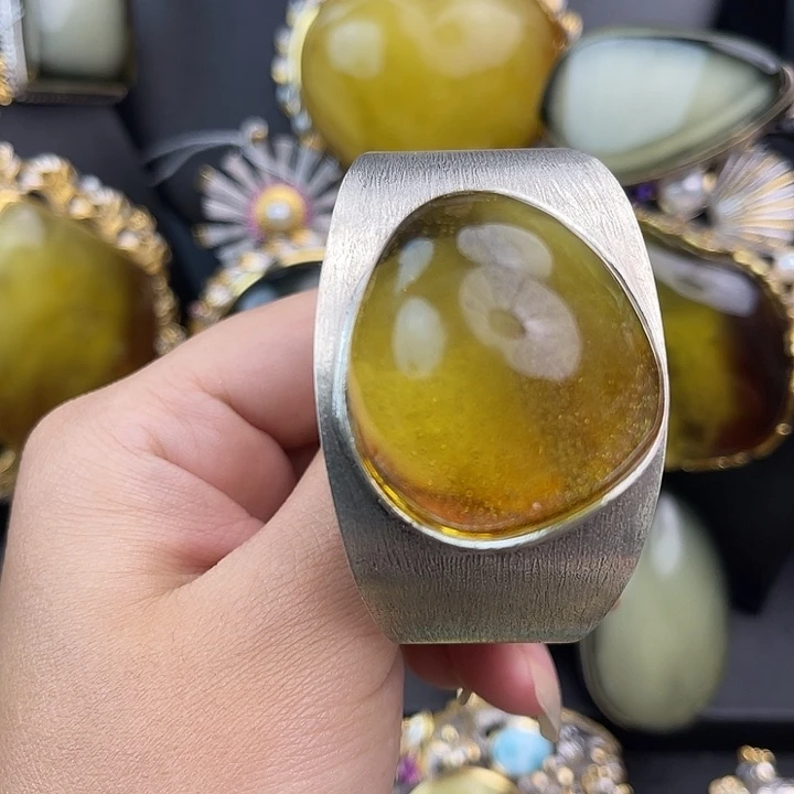 琥珀银S925镶嵌裸石