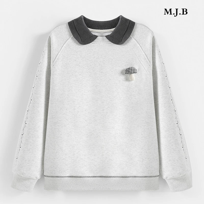 撞色假两件加绒卫衣241146