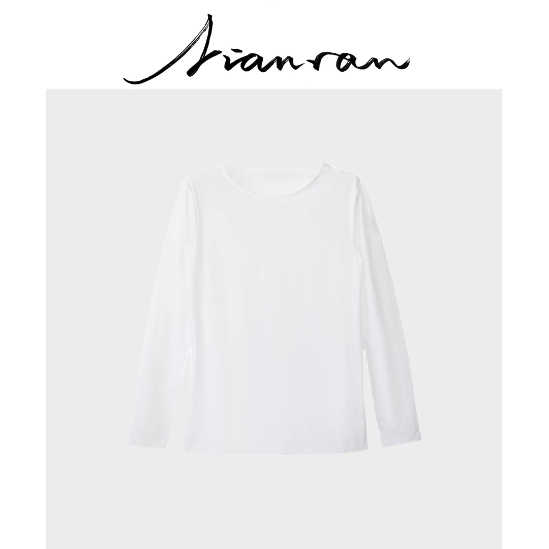 NianR-白色打底衫长绒棉白色宽松打底衫百搭简约纯色舒适