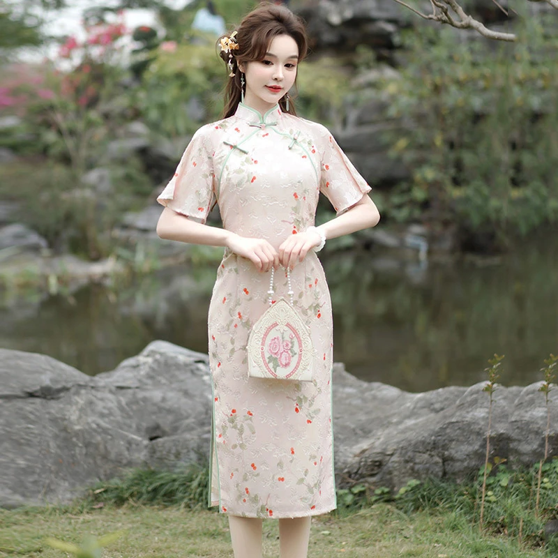 中长款中式改良2025新款年轻款少女复古修身日常可穿夏季旗袍