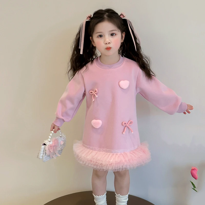 秋冬公主裙女春季可爱风连衣裙冬季加绒儿童保暖女宝公主风条纹