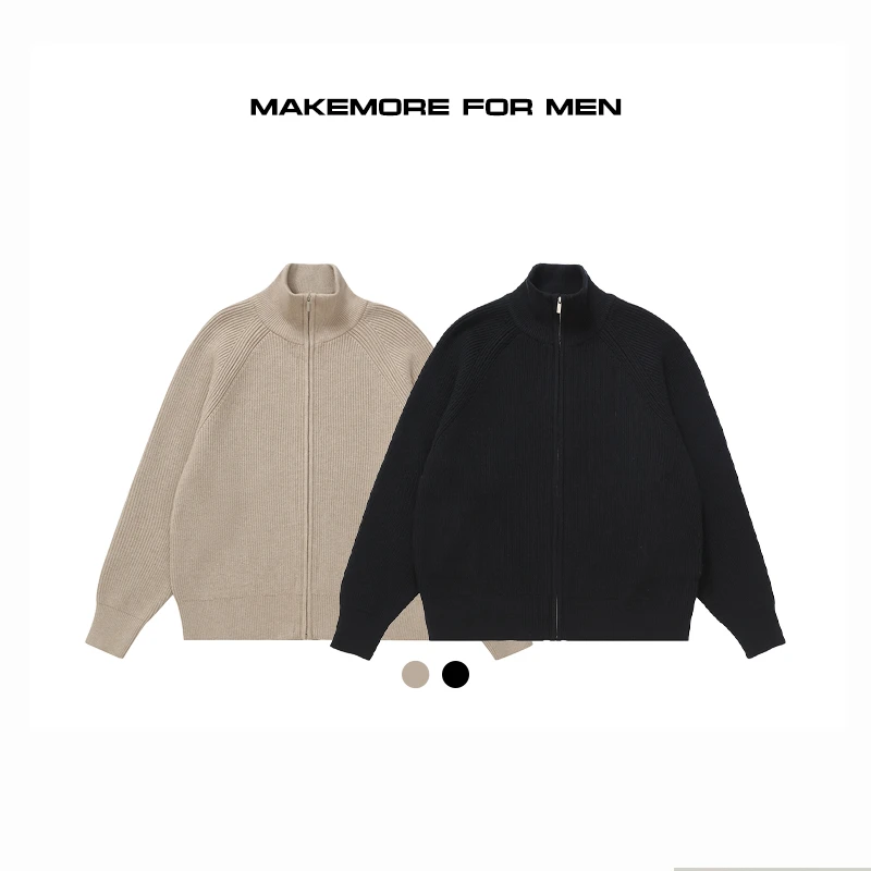 Makemore{FORMEN高定}毛衣立领插肩秋冬高级休闲宽松cleanfit开衫