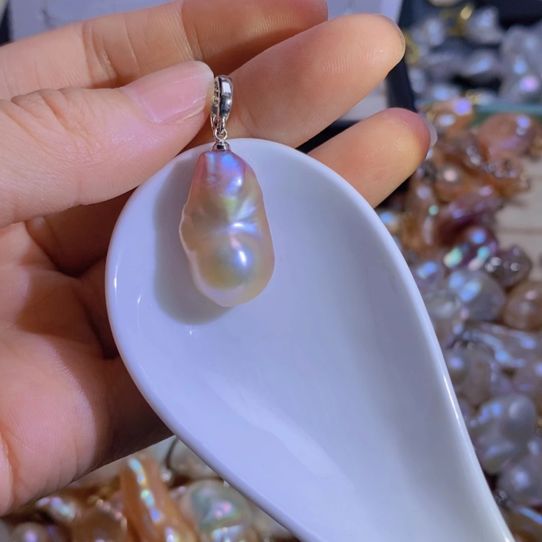 银S925镶嵌淡水珍珠微瑕