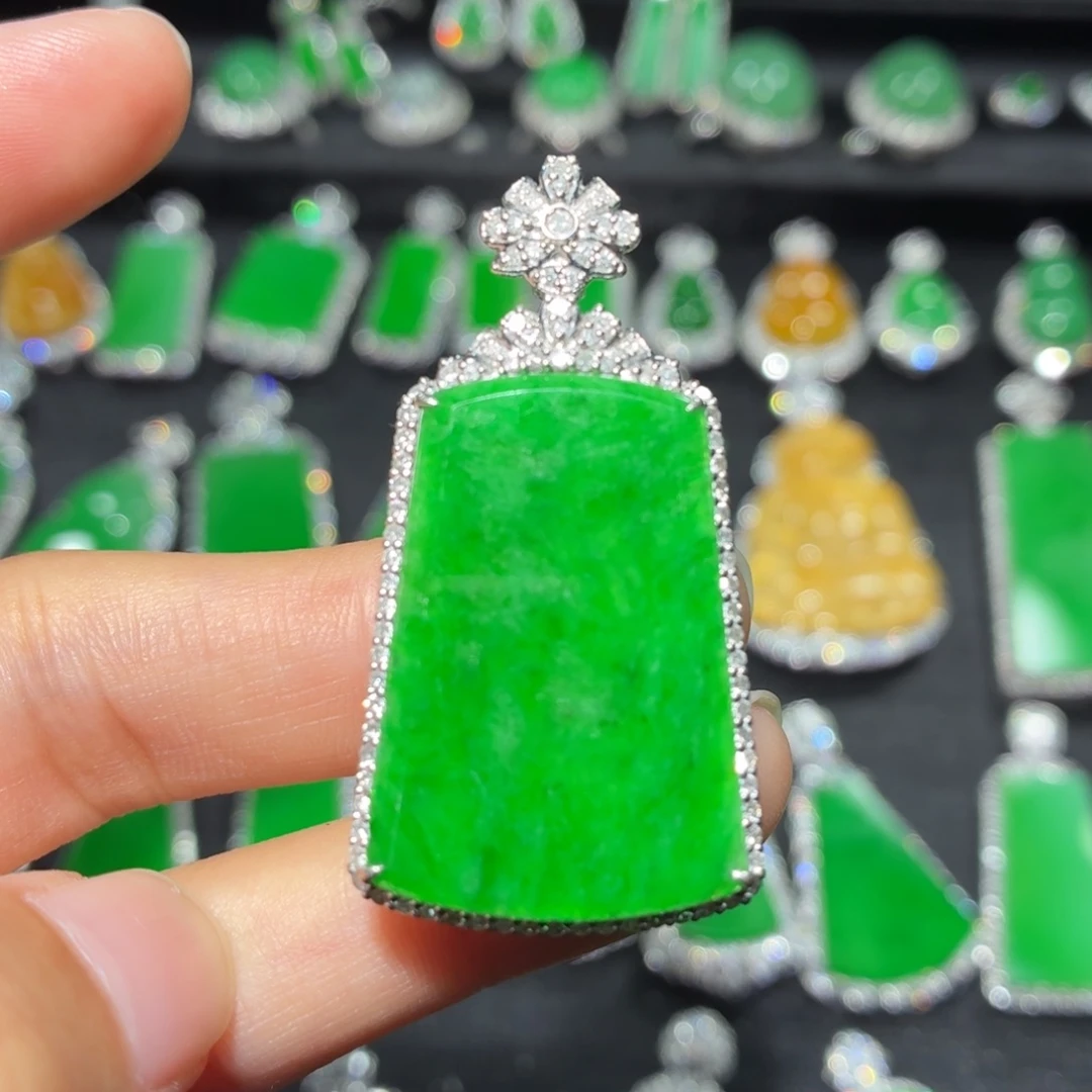 翡翠18K金镶嵌吊坠(不含链)135号