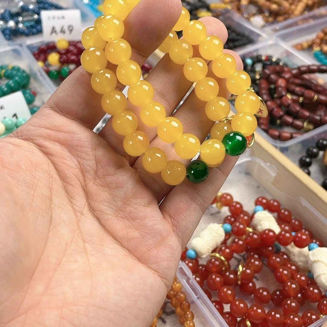 檀香木手串银S925镀金镶嵌