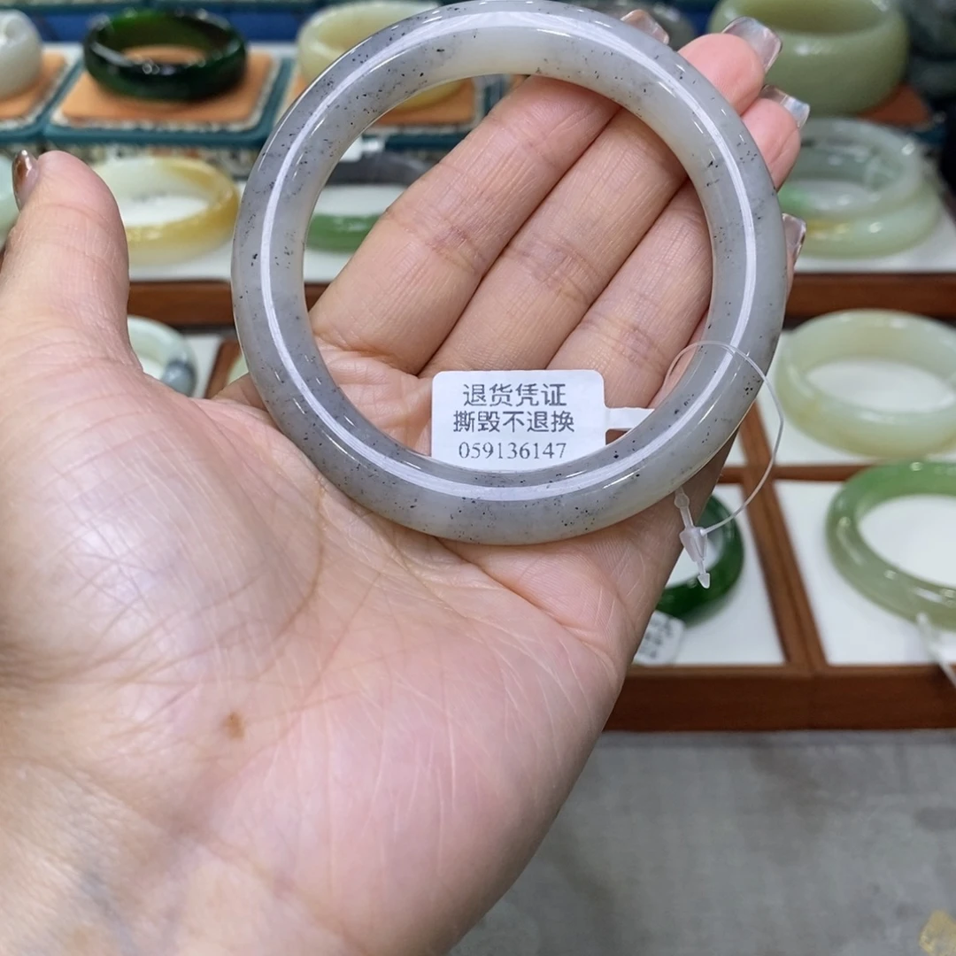 和田玉未镶嵌手镯新疆籽青花58.9