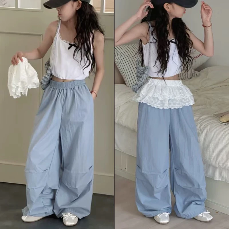 潮童夏款薄款屁帘工装阔腿裤8172