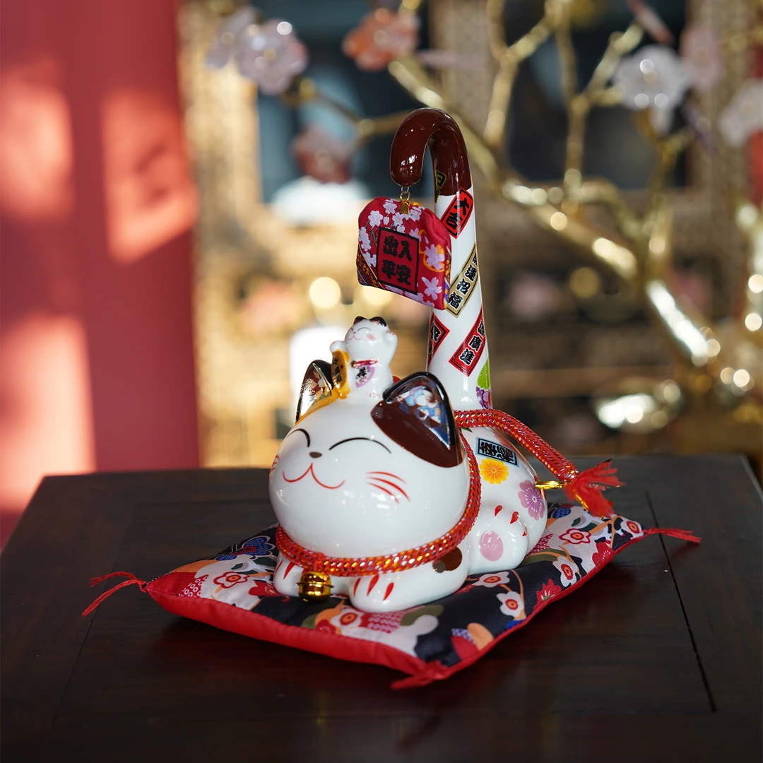 【本尼家】DH108长尾巴招财猫开业店铺装饰家居桌面玄关摆件