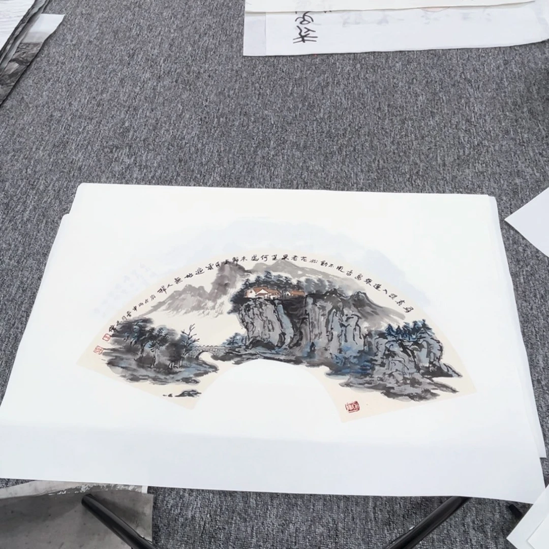 国画瑾*溪扇面绘画作品