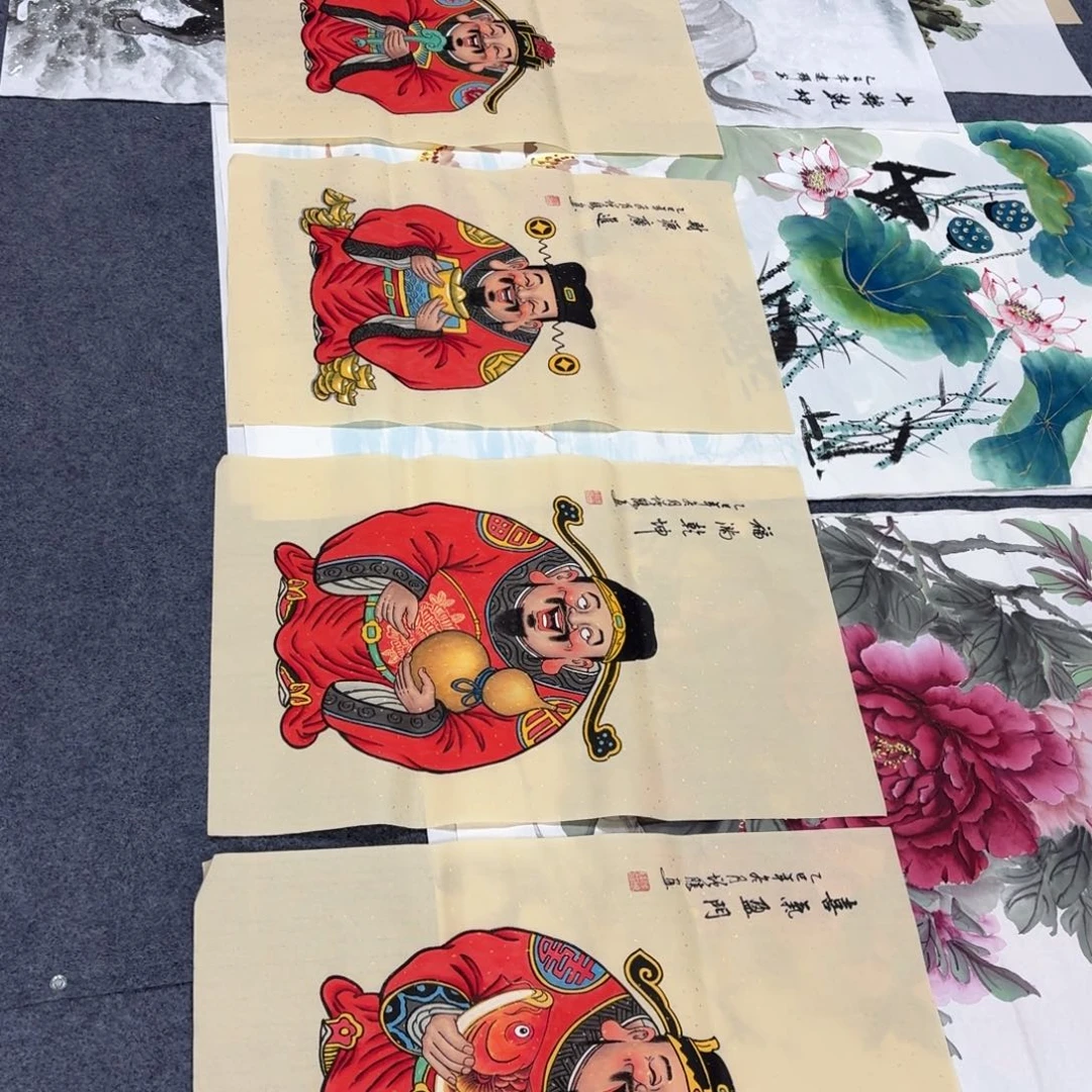 天***云国画68×46精品五连手绘画画画