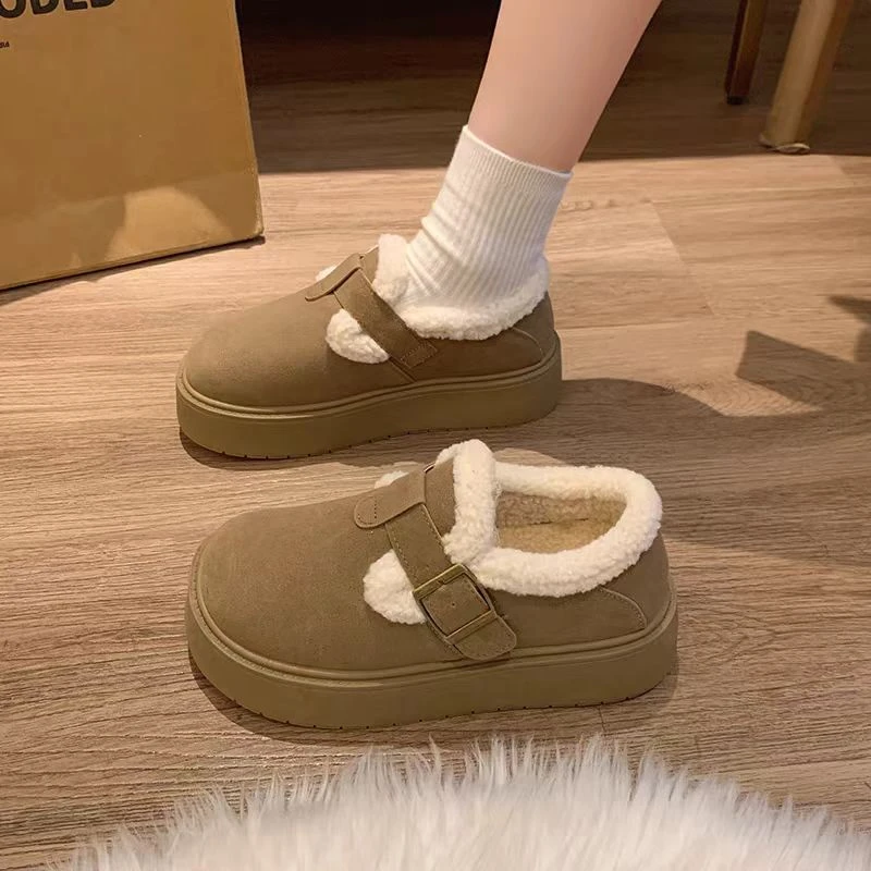 KC857厚底加绒勃肯鞋女2025款秋冬乐福鞋博肯棉鞋子保暖雪地靴