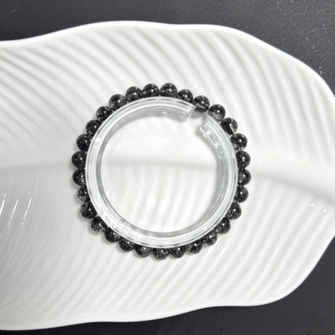 透体满矿黑发单圈H217黑发晶水晶百搭素圈时尚小众多样性发其一