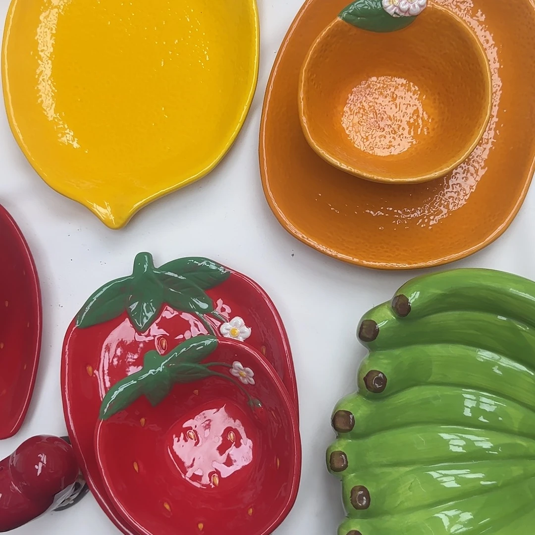 难***涂水果系列碗+盘子x1