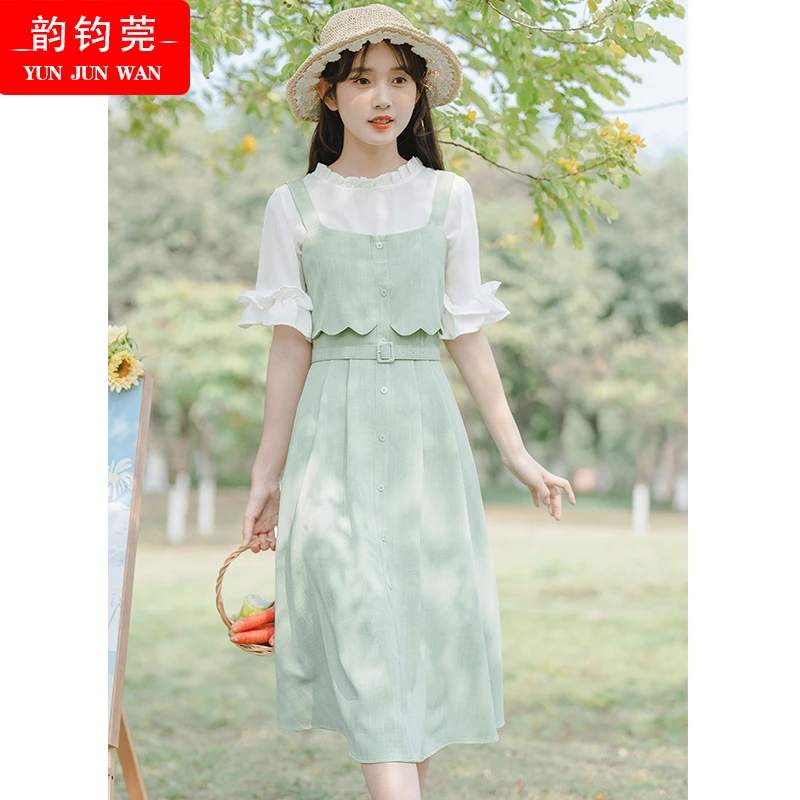 小清新甜美裙子套装少女生夏装2025新款初中高中学生学院风连衣裙