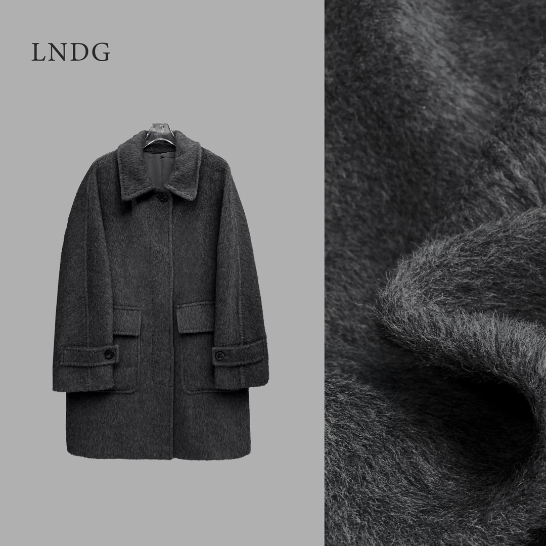 LNDG高端定制冬季百搭时尚西装版中长苏丽大衣LNDG000066