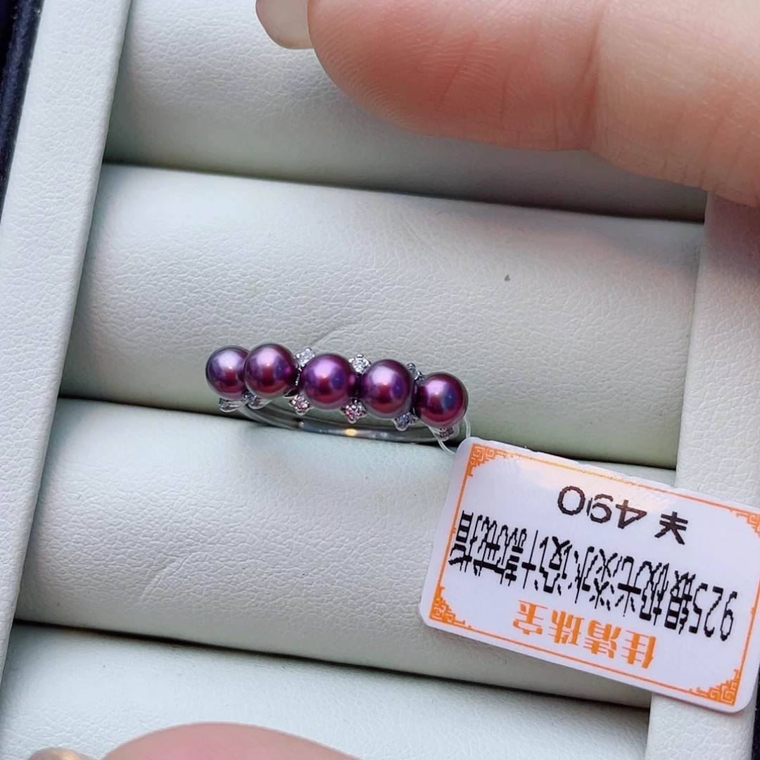 银S925镶嵌淡水珍珠戒指w4