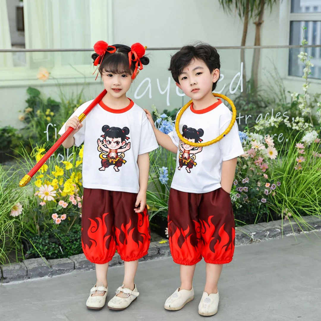 哪吒服装儿童夏季套装2025新款网红炸街女童短袖两件套女宝宝夏装