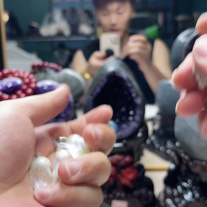 银S925镶嵌淡水珍珠耳饰耳饰