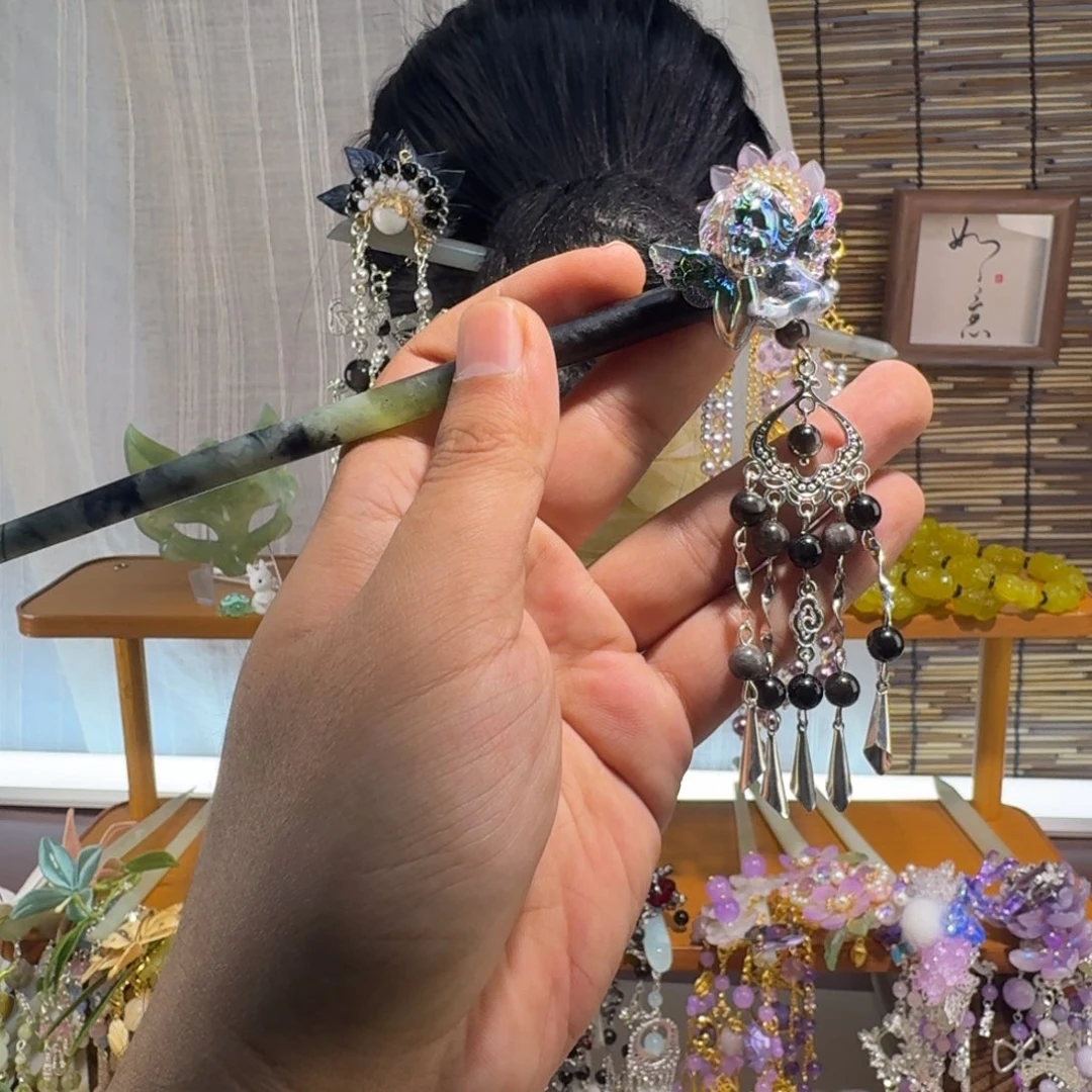 蛇纹石玉合金发饰