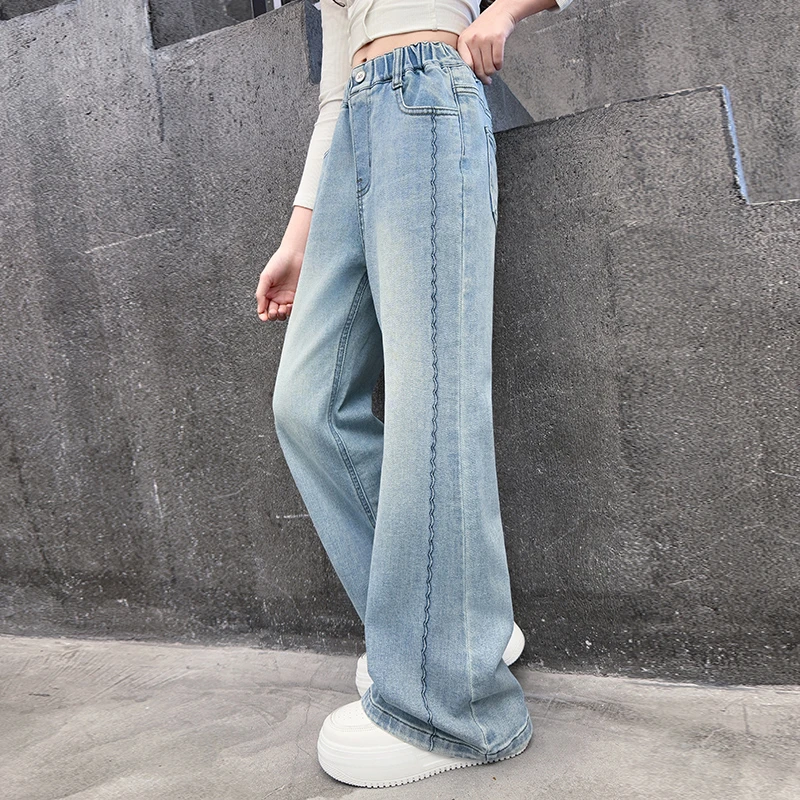 女童微喇牛仔裤2025春款新款高品质小女孩衣服时尚洋气百搭裤子潮