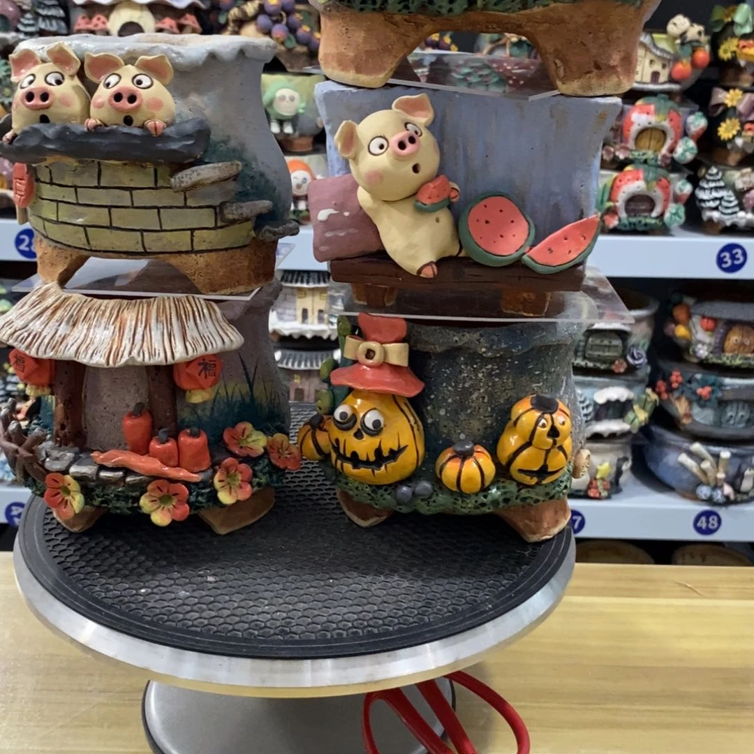 红陶Z****Z白狐粗陶手捏花盆