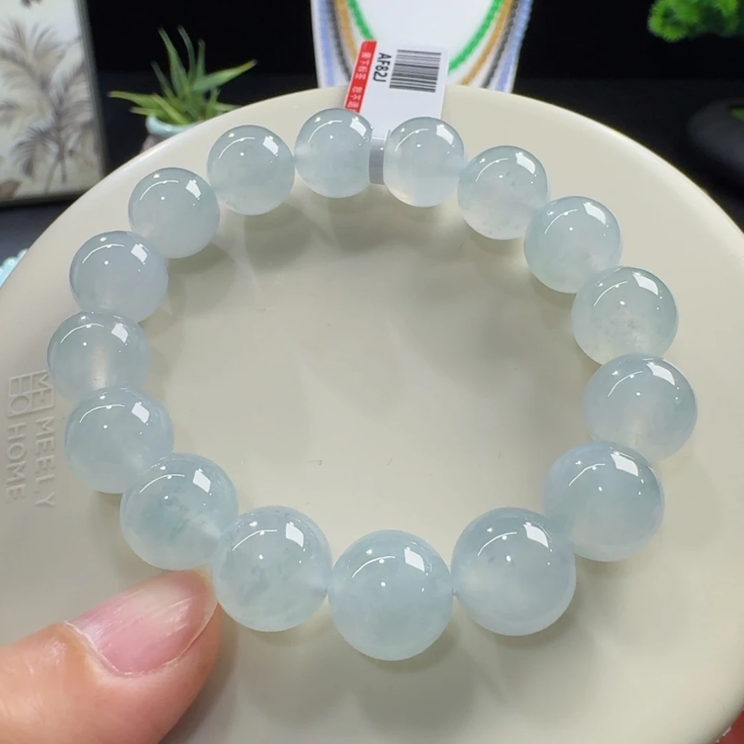 翡翠未镶嵌手链冰胶淡蓝单圈12.5mm