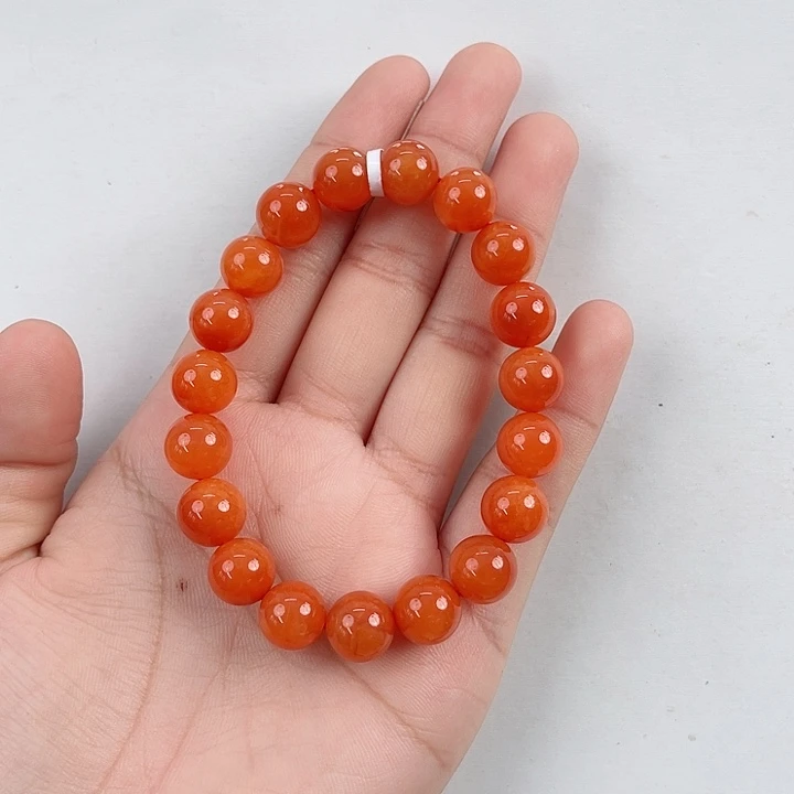 南红玛瑙未镶嵌瓦西柿子红圆珠单圈10mm
