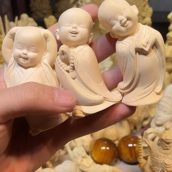 黄杨木小瑕疵三不和尚