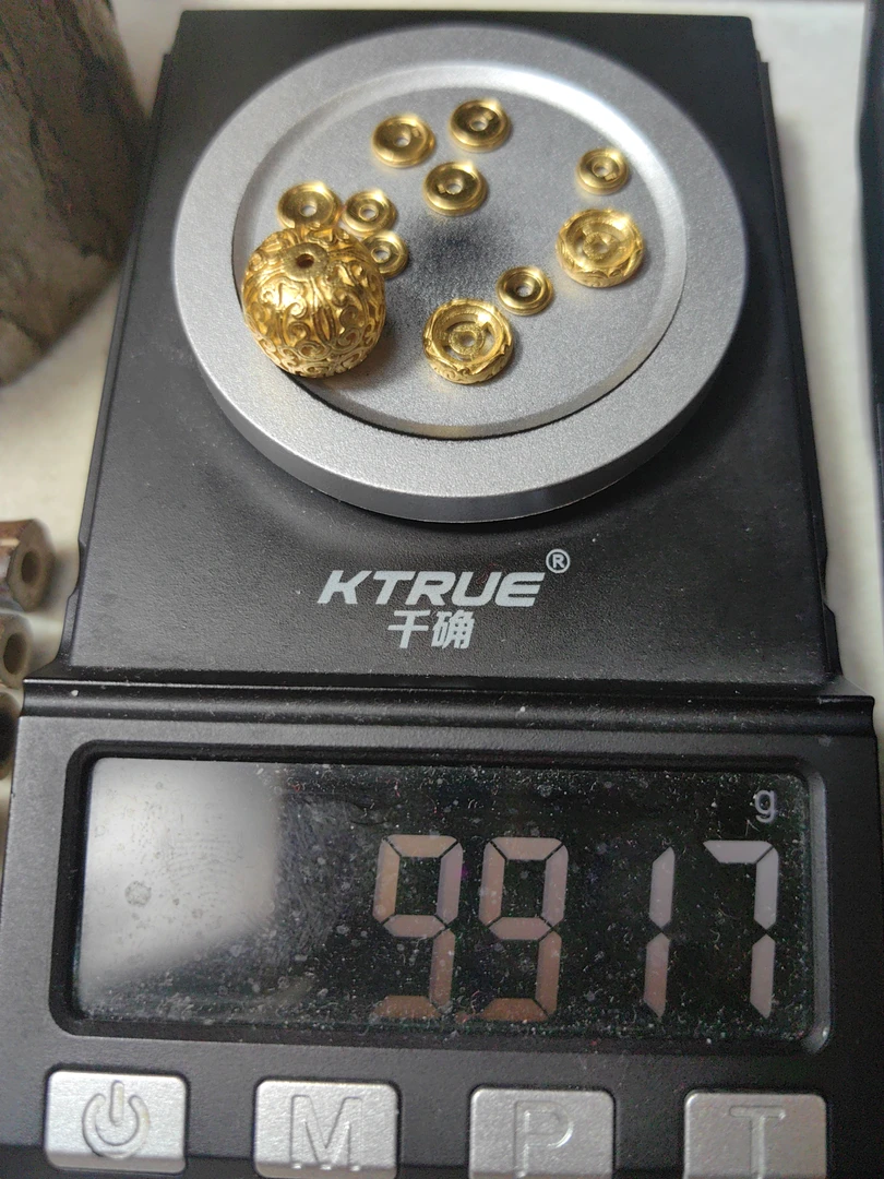 足金999唐草金珠万向轴黄金手串配饰