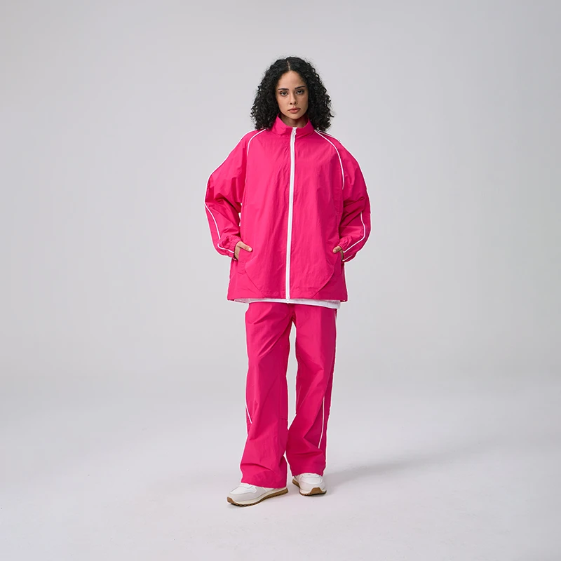 APAY日系高街宽松纯色立领夹克上衣直筒垂感长裤休闲运动套装