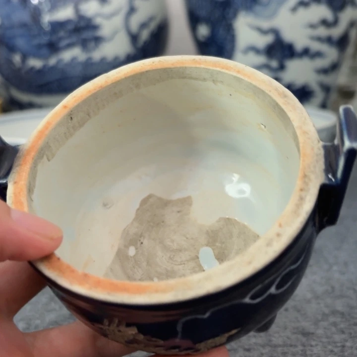 弱***体摆件摆件好看香炉霁蓝