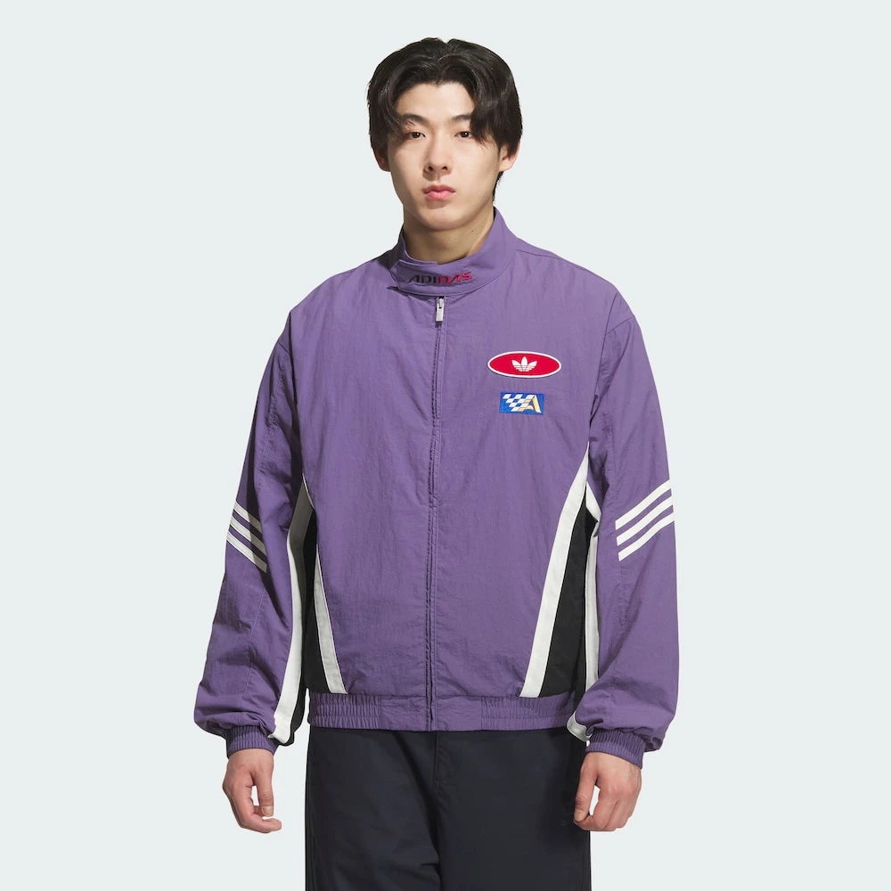 adidas/阿迪达斯休闲赛车风撞色梭织运动宽松夹克外套 KH1202