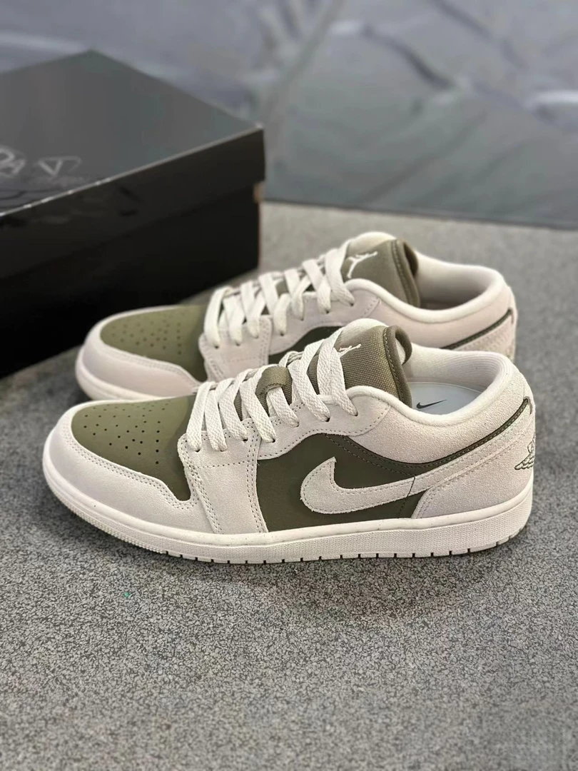 Air Jordan 1 Low男款低帮白绿色复古百搭运动休闲板鞋官方正品